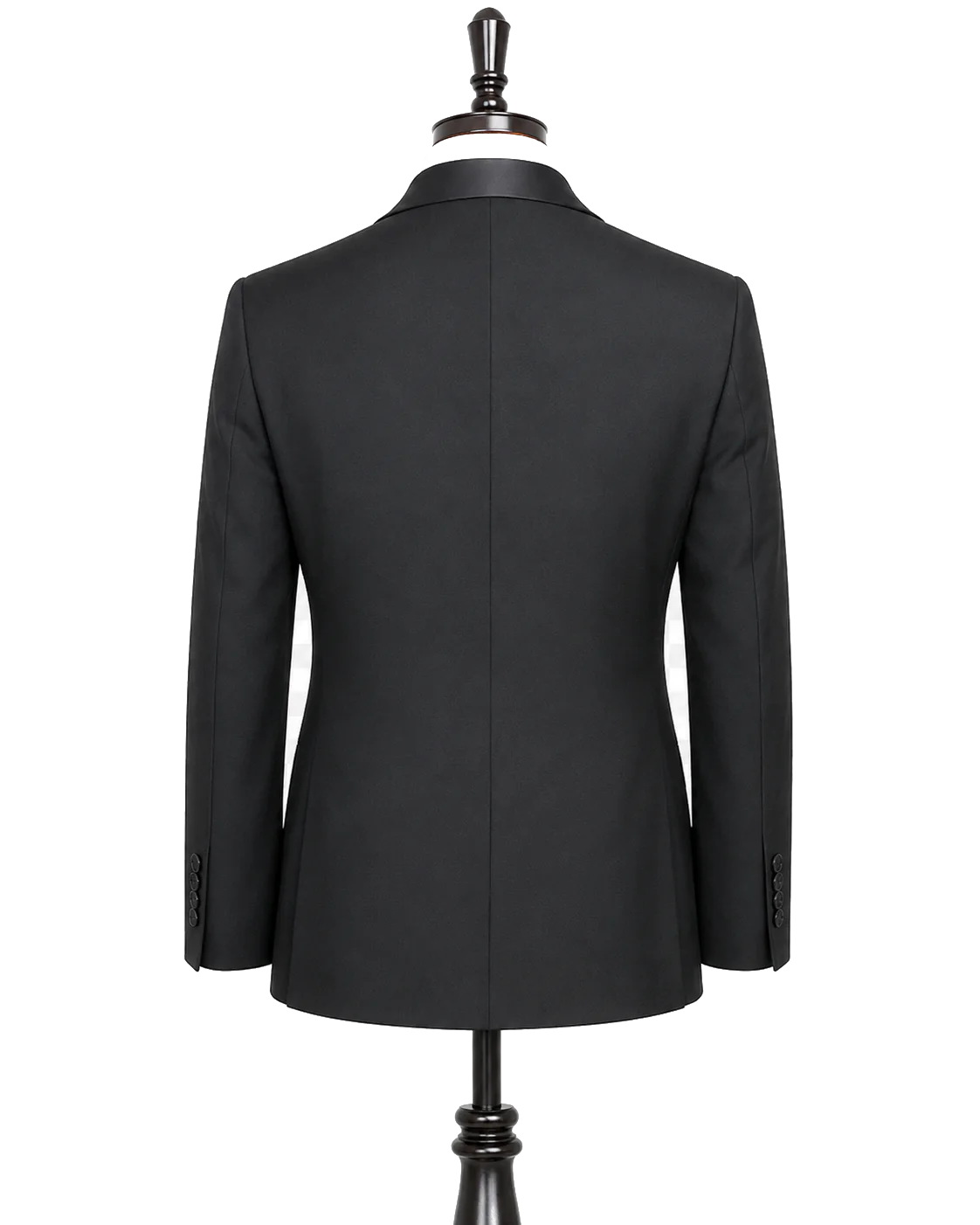黑色青果领婚礼礼服背面展示