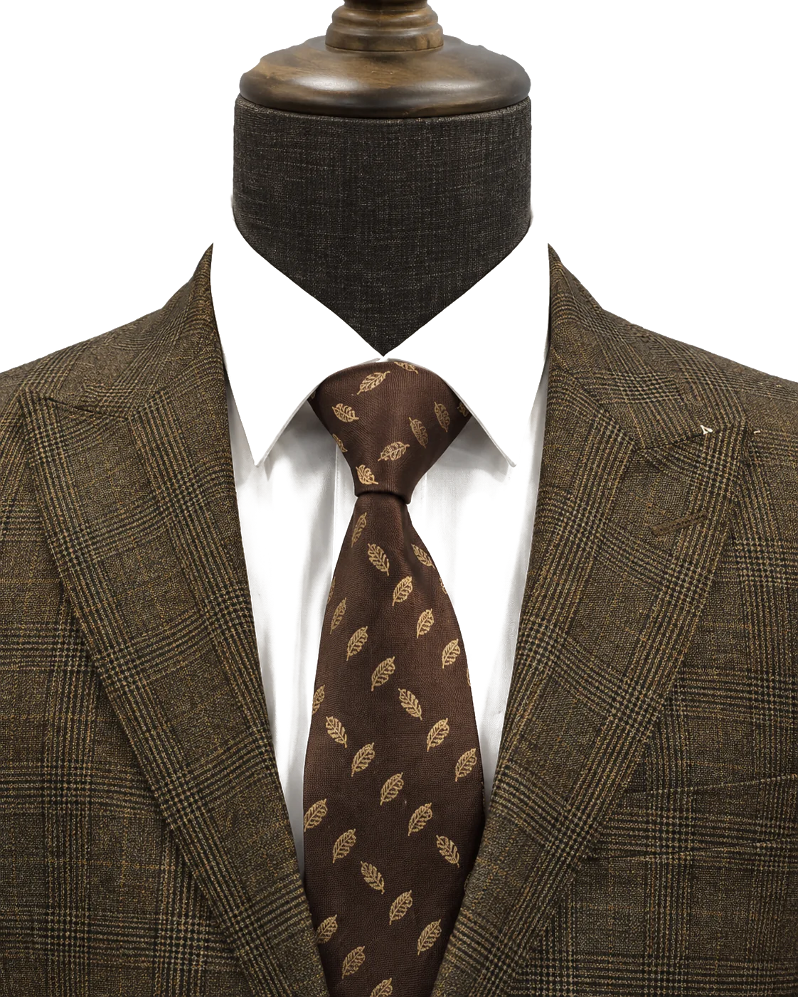 棕色格纹定制单西驳领细节展示